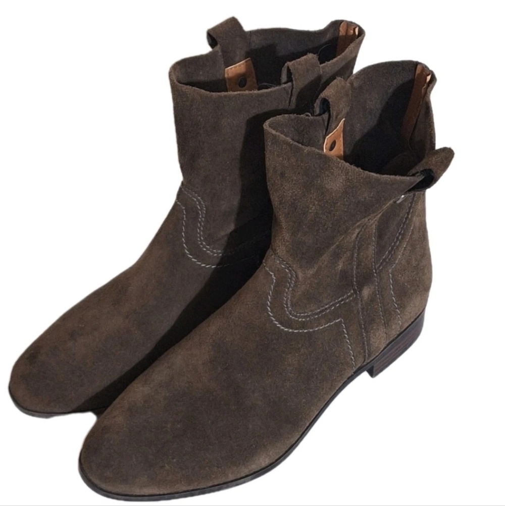 Frye & Co Boots Womens 8 M Brown Leather Suede Sarah Shortie Ankle Western EUC